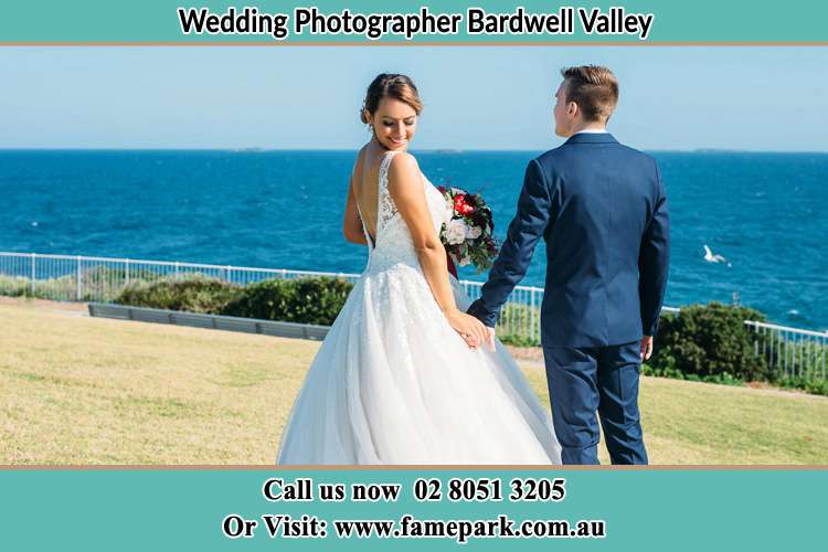 Photo of the Bride and the Groom holding hands at the yard Bardwell Valley NSW 2207