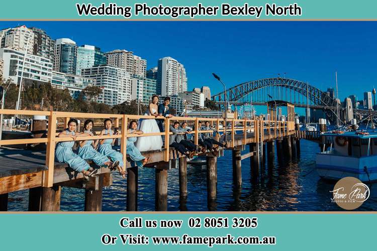 Photo of the Groom and the Bride with the entourage at the bridge Bexley North NSW 2207