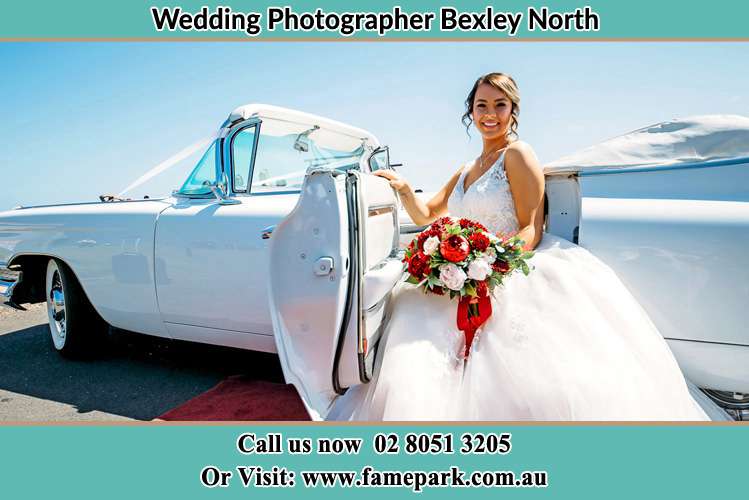 Photo of the Bride outside the bridal car Bexley North NSW 2207