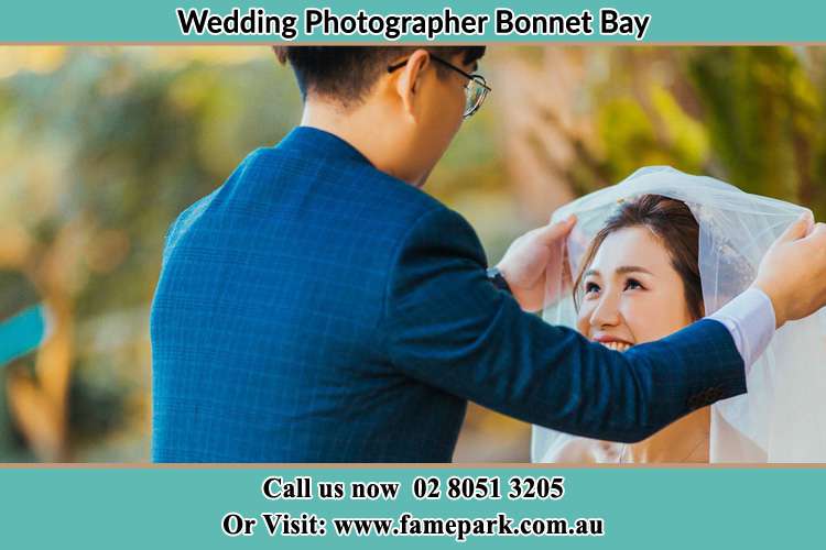 Photo of the Groom unveil the Bride Bonnet Bay NSW 2226