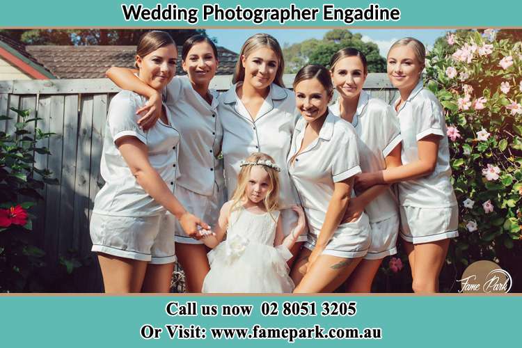 Photo of the Bride and the bridesmaids with the flower girl Engadine NSW 2233