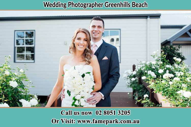 Photo of the Bride and the Groom at the front house Greenhills Beach NSW 2230