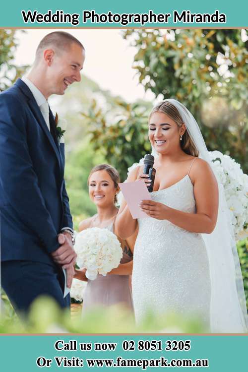 Photo of the Bride testifying love to the Groom Miranda NSW 2234