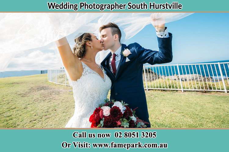 Photo of the Bride and the Groom kissing at the yard South Hurstville NSW 2221