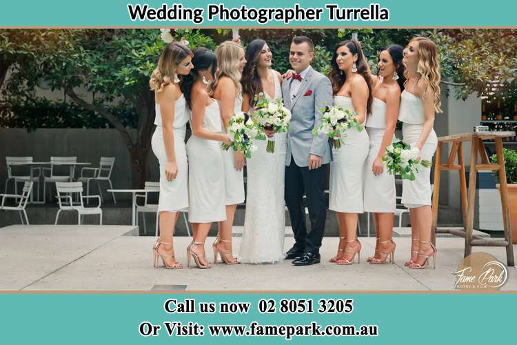 Photo of the Bride and the Groom with the bridesmaids Turrella NSW 2205