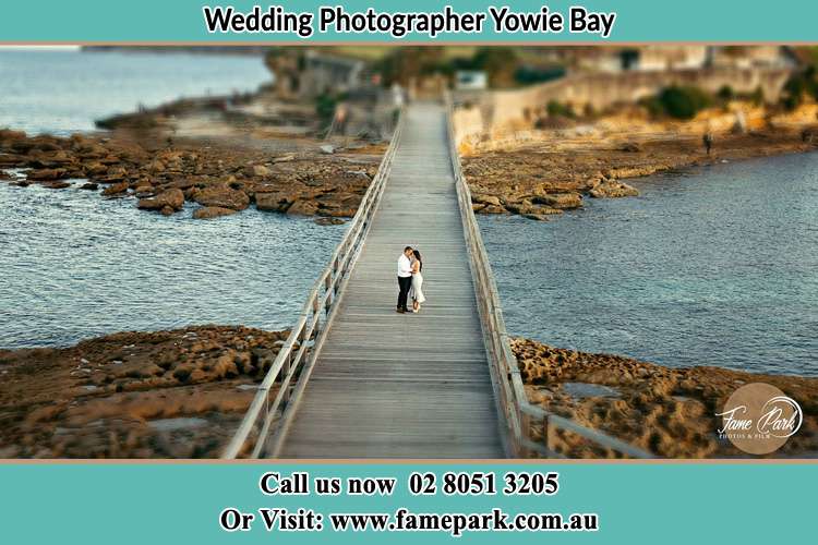 Photo of the Groom and the Bride at the bridge Yowie Bay NSW 2228